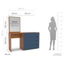 Ver imagem 3 de Cômoda Penteadeira 4 Gavetas com Espelho Porto Azul/Freijó