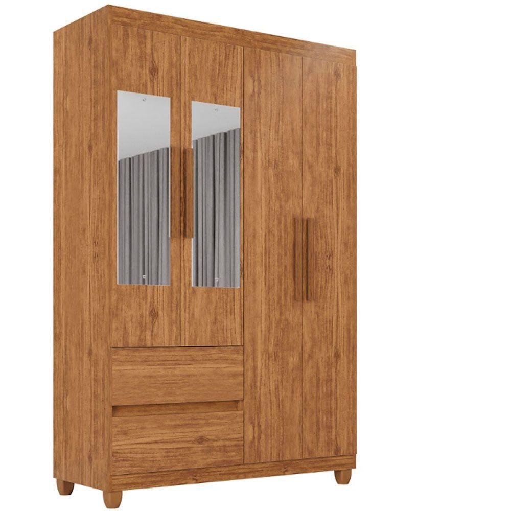 Guarda Roupa 4 Portas com Espelho Dubai Plus Imop Móveis Cinamomo