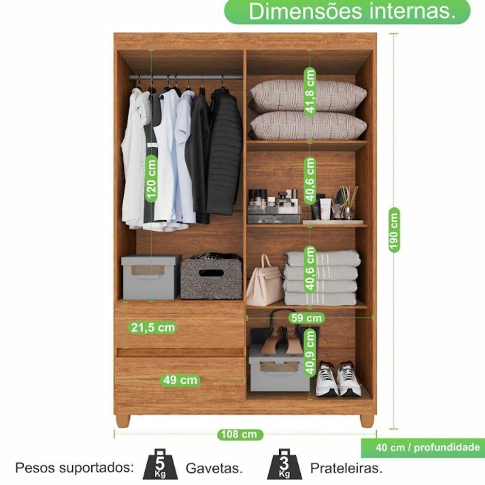 Guarda Roupa 4 Portas com Espelho Dubai Plus Imop Móveis Cinamomo