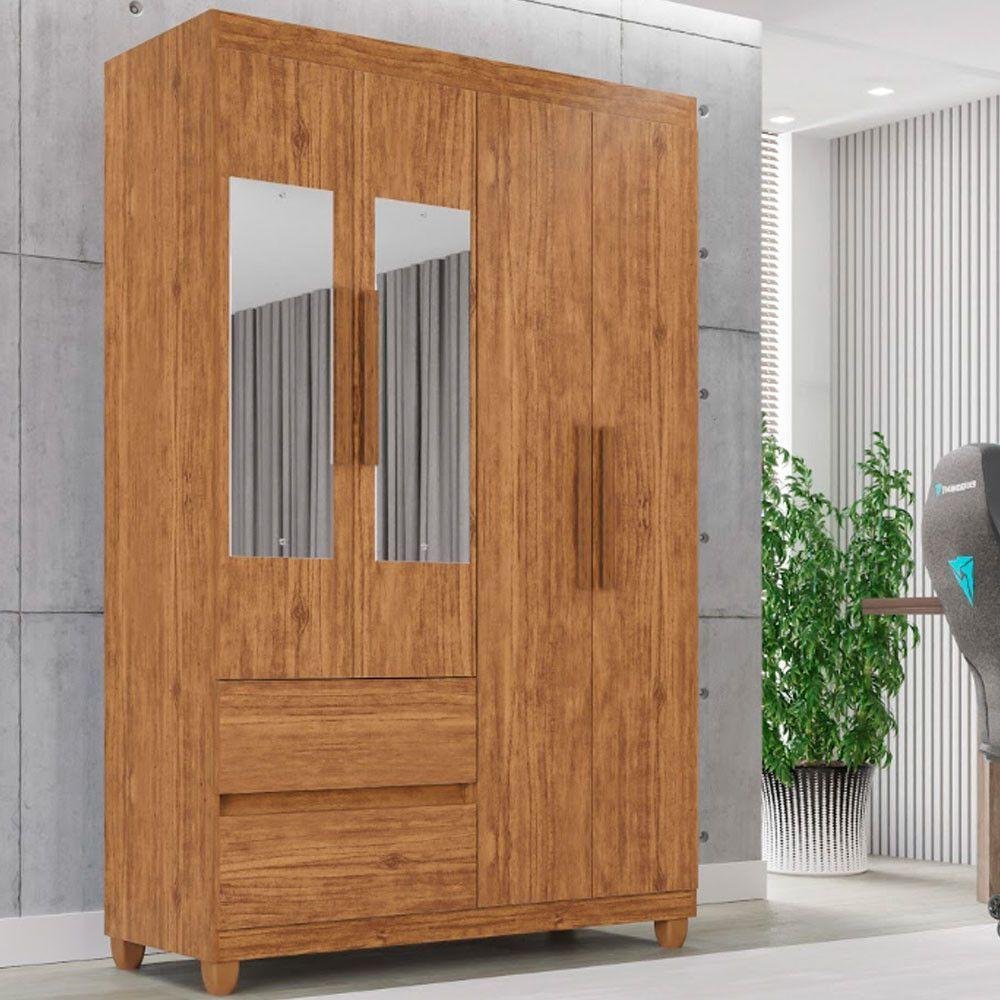 dubairo　ペプシ4本、7up2本 Guarda Roupa 4 Portas com Espelho Dubai Plus Imop Móveis Cinamomo