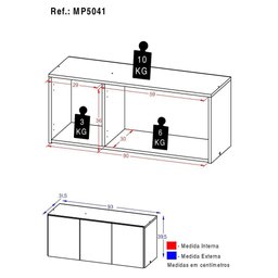 Armário de Lavanderia Aéreo Multiuso 3 Portas Multimóveis Mp5041 Branco - 3