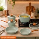 Ver imagem 2 de Jogo de Panelas de Indução Antiaderente Cerâmica Nordica Verde 5 Peças - Hauskraft Premium