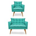Ver imagem 1 de Kit Poltrona Namoradeira 2 Lugares Azul Turquesa
