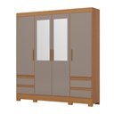 Ver imagem 4 de Guarda Roupa Roupeiro Casal Bernardi B383 Briz 4 Portas 4 Gavetas com Espelho Cinamomo Avelã Henn