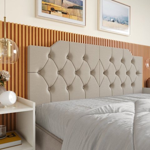 Cabeceira Cama Casal Estilo Painel Dobravel Quarto Moderno:areia