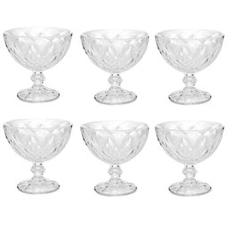 Jogo de 6 Taças Diamond Lyor para Sobremesa 250ml Transparente Tigela de Vidro para Doces Frutas - 1
