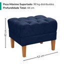 Ver imagem 3 de Puff Retro Capitone Pes Madeira Suede Azul Marinho Mpassos