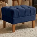 Ver imagem 2 de Puff Retro Capitone Pes Madeira Suede Azul Marinho Mpassos