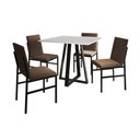 Ver imagem 6 de Conjunto de Jantar Mesa Mônaco 90cm Tampo Branco com 4 Cadeiras Estofadas Marrom Preto