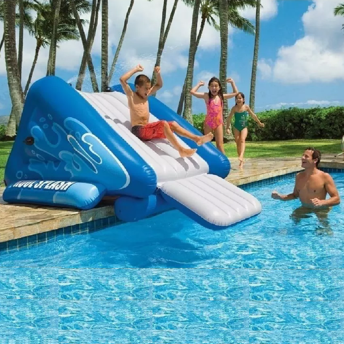 Escorregador Inflável para Piscina Intex 3,3x2,06x1,17m:azul - 5