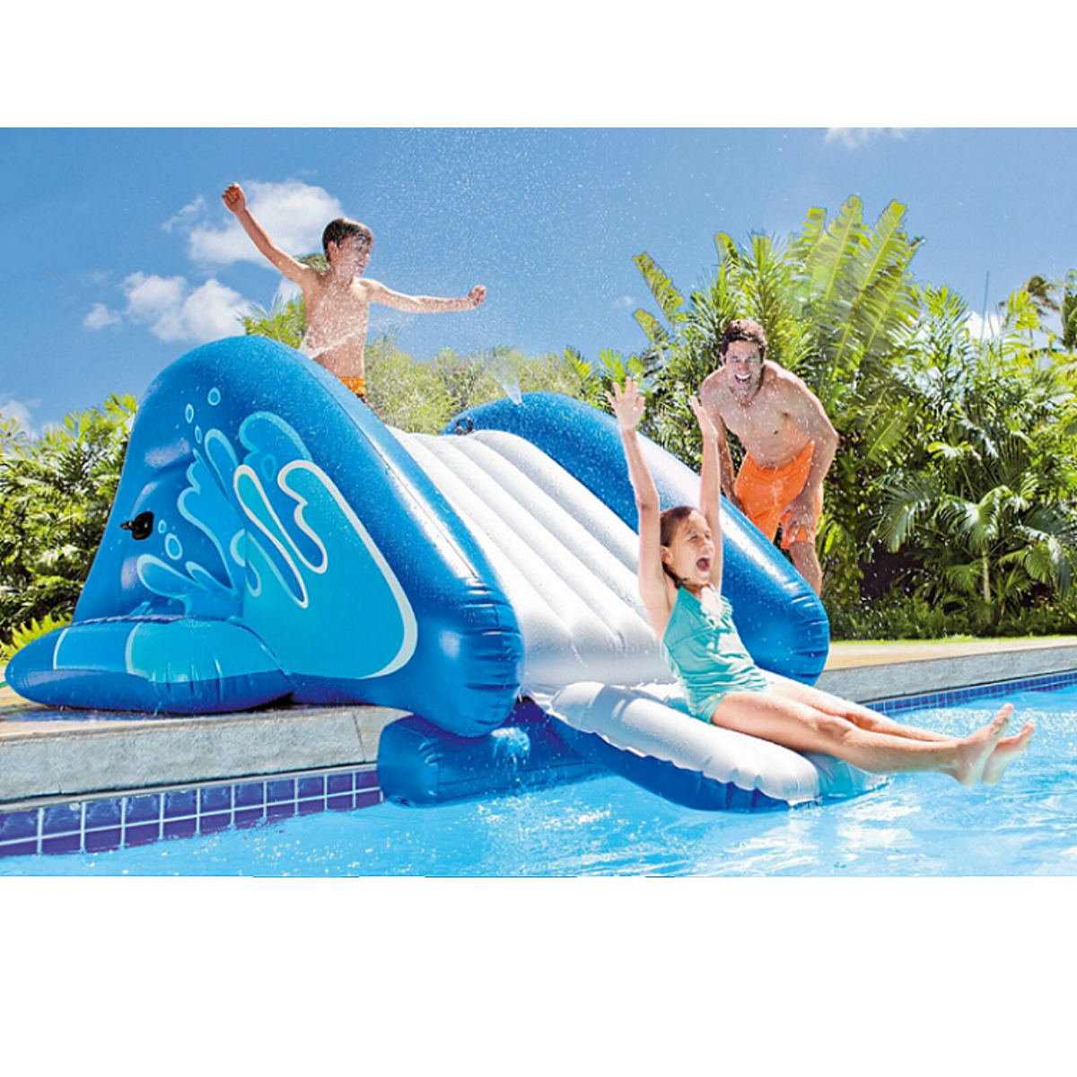 Escorregador Inflável para Piscina Intex 3,3x2,06x1,17m:azul - 7