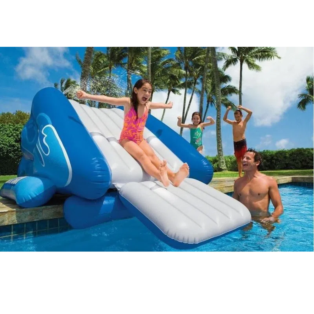 Escorregador Inflável para Piscina Intex 3,3x2,06x1,17m:azul - 4