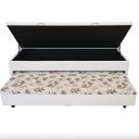 Ver imagem 2 de Bicama Box Baú Solteiro 88x188 com Cama Auxiliar de Molas Ensacadas 3x1 Corino Branco