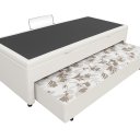 Ver imagem 3 de Bicama Box Baú Solteiro 88x188 com Cama Auxiliar de Molas Ensacadas 3x1 Corino Branco