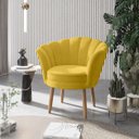 Ver imagem 1 de 01 Poltrona Decorativa Pétala Escritório Sala Recepção Veludo Amarelo - Visalar