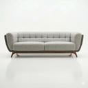 Ver imagem 1 de Sofá 3 Lugares 240cm Retrô Pés de Madeira Luxo Premium Estofado Bouclé Courino Cinza Sala Recepção