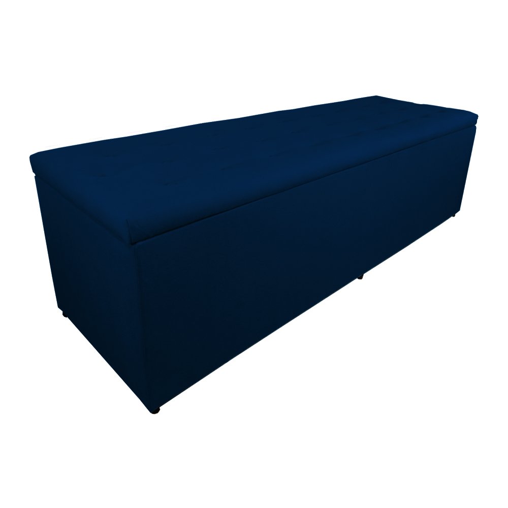 Calçadeira Recamier Baú Solteiro 90cm Juliana Suede Azul Marinho - 2