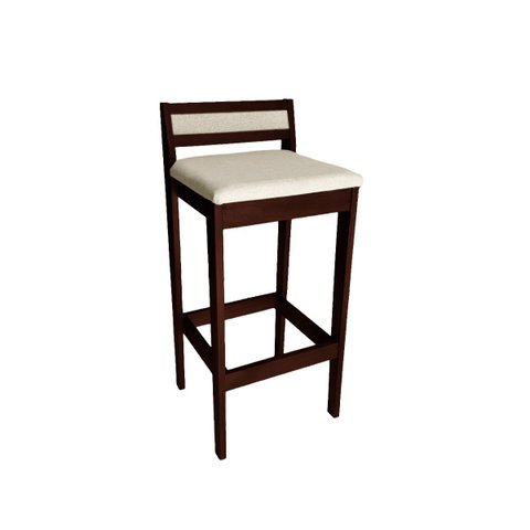 Banqueta Baixa 70cm para Bancada Assento Estofado em Linho Cecilia:imbuia com Linho Cru