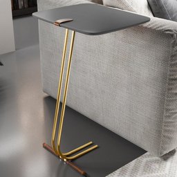 Mesa Apoio Lateral para Sofá Lisboa Pé Dourado LarFlex:Laca Concreto - 2