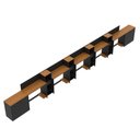 Ver imagem 5 de Conjunto de Escritório Smart 4 Livreiro 2 Buffet e 5 Mesas 90cm - Preto e Cedro