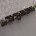 Ver imagem 1 de Conjunto de Escritório Smart 4 Livreiro 2 Buffet e 5 Mesas 90cm - Preto e Cedro