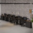 Ver imagem 6 de Conjunto de Escritório Smart 4 Livreiro 2 Buffet e 5 Mesas 90cm - Preto e Cedro