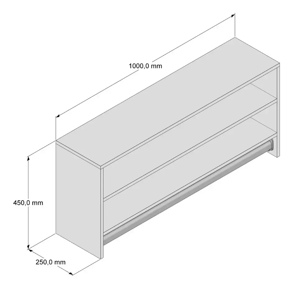 Cabideiro de Parede Arara em Mdf com 2 Nichos de 1 Metro - 3