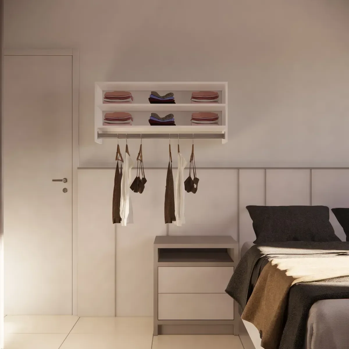 Ver imagem 6 de Cabideiro de Parede Arara em Mdf com 2 Nichos de 1 Metro