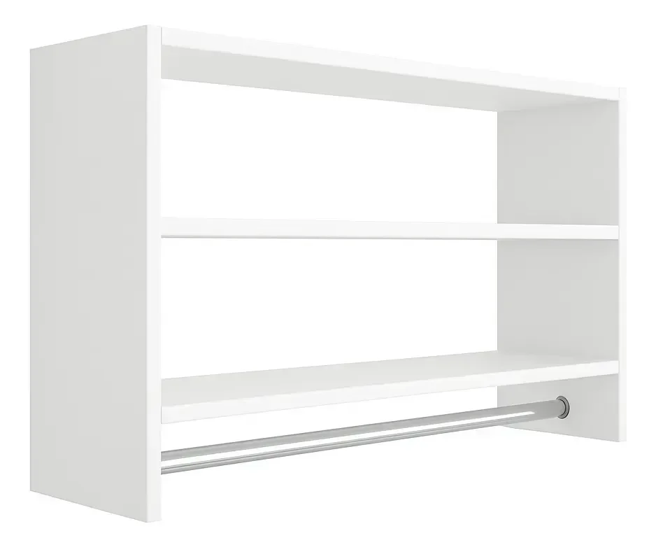 Ver imagem 1 de Cabideiro de Parede Arara em Mdf com 2 Nichos de 1 Metro