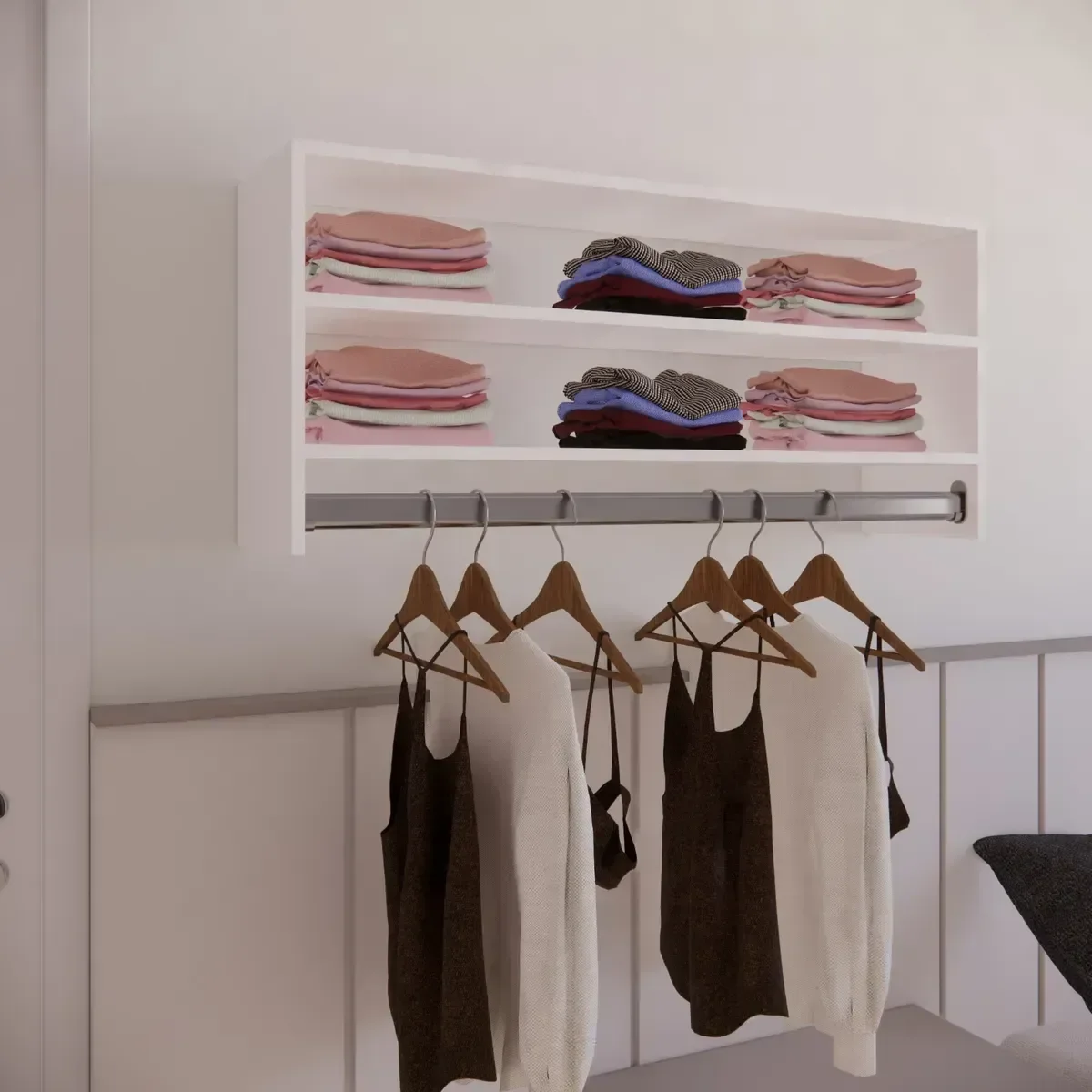 Ver imagem 6 de Cabideiro de Parede Arara em Mdf com 2 Nichos de 1 Metro