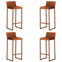 Ver imagem 1 de Kit 4 Banquetas Alta Dani Reforçada Decorativa Balcão Bancada Cozinha Base Bronze Courino Caramelo