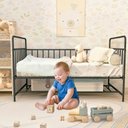 Ver imagem 4 de Mini Cama Infantil de Metal com Grade de Proteção Lateral e Espaço Inferior para Armazenamento Preta