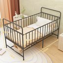 Ver imagem 3 de Mini Cama Infantil Solteiro em Aço Branco com Proteção Lateral para Quarto Infantil Preto