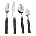 Ver imagem 1 de Faqueiro em Aço Inox 24 Peças com Cabo Estilo Bambu Escuro Dinasty