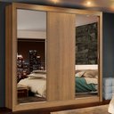 Ver imagem 1 de Guarda-Roupa Casal Madesa Lyon Plus 3 Portas de Correr com Espelhos 4 Gavetas Rustic Cor:Rustic