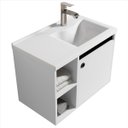 Ver imagem 3 de Conjunto Gabinete com Espelheira e Cuba para Banheiro Adonis 60cm Branco com Preto - Ofertamo