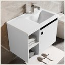 Ver imagem 4 de Conjunto Gabinete com Espelheira e Cuba para Banheiro Adonis 60cm Branco com Preto - Ofertamo
