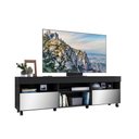 Ver imagem 1 de Rack Tv 65" Com Rodízios E Espelho 2 Portas Paris Multimóveis V3330 Preto Preto