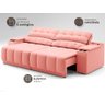 Sofá com Porta Copos Carregador USB Ret Rec Samurai 2,30m Velosuede Rose - NETSOFAS - 5