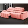 Sofá com Porta Copos Carregador USB Ret Rec Samurai 2,30m Velosuede Rose - NETSOFAS - 1