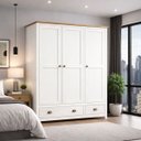 Ver imagem 1 de Guarda Roupa Solteiro Branco 3 Portas e 2 Gavetas 100% Madeira de Pinus