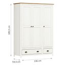 Ver imagem 4 de Guarda Roupa Solteiro Branco 3 Portas e 2 Gavetas 100% Madeira de Pinus