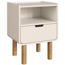 Ver imagem 2 de Mesa de Cabeceira para Quarto 1 Gaveta Orgânica 45cm Nordic A03 Off White Roble - Lyam Decor