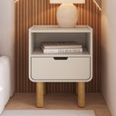 Ver imagem 3 de Mesa de Cabeceira para Quarto 1 Gaveta Orgânica 45cm Nordic A03 Off White Roble - Lyam Decor