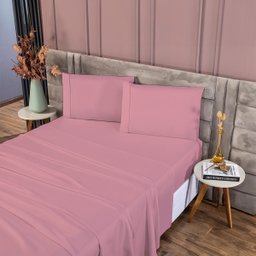 Jogo de Lençol 400 Fios Casal 4 Peças em Ponto Palito Cor:rosa - 4