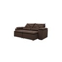 Ver imagem 2 de Sofá com Chaise Beatriz 3 Lugares Retrátil e Reclinável 195cm Marrom