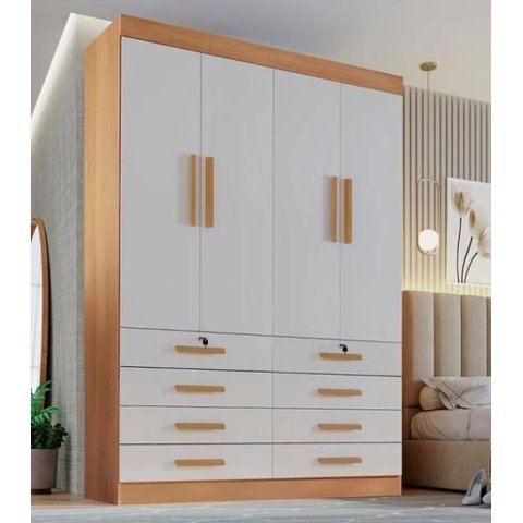 Guarda Roupa Mônaco 4 Portas 8 Gavetas Cinamomo/off - D Doro