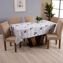 Toalha de Mesa Pratik 8 Lugares 1 Pç - Floral Azul - 1