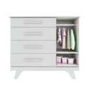 Ver imagem 3 de Cômoda Infantil Retrô Peroba em Mdf Branco 4 Gavetas 1 Porta