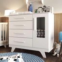 Ver imagem 6 de Cômoda Infantil Retrô Peroba em Mdf Branco 4 Gavetas 1 Porta